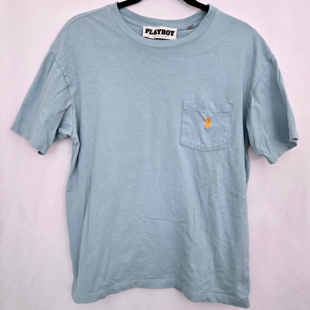 Playboy x Pacsun T-Shirt Mens Small Blue Pocket Bunny‎ Logo Cotton Casual
